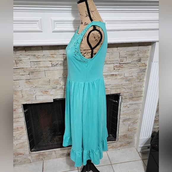 Torrid teal lace trimmed knit ruffled midi dress size 00 size 10 medium‎ - Picture 4 of 10